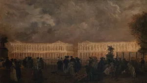 Illumination de la place Louis-XV a l'occasion de la naissance du dauphin, en octobre 1781 by Claude-Louis Chatelet Oil Painting