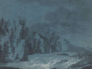 River Rapids by Wooded Cliffs by Claude-Louis Chatelet Oil Painting
