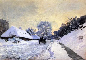 A Cart on the Snow Covered Road with Saint-Simeon Farm Oil painting by Claude Monet