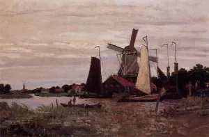 A Windmill at Zaandam by Claude Monet Oil Painting