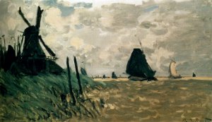 A Windmill Near Zaandam by Claude Monet Oil Painting