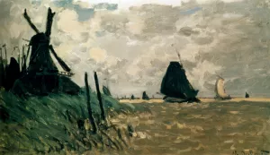 A Windmill Near Zaandam by Claude Monet - Oil Painting Reproduction