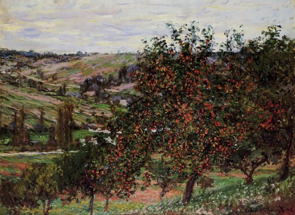 Main Product Photo of Apple Trees Near Vetheuil Painting by Claude Monet