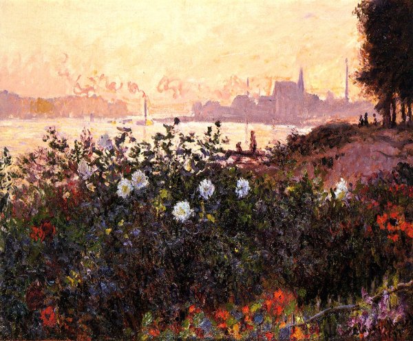 Main Product Photo of Argenteuil, Flowers by the Riverbank Painting by Claude Monet