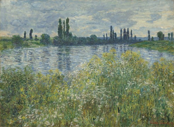 Banks of the Seine,Vetheuil  by Claude Monet - Hand-Painted Oil Painting Reproduction