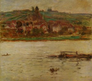 Barge on the Seine at Vertheuil also known as Vetheuil by Claude Monet Oil Painting