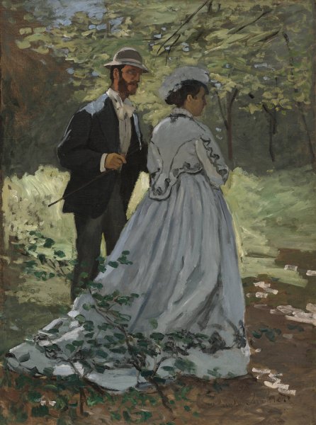 Bazille and Camille  by Claude Monet - Hand-Painted Oil Painting Reproduction