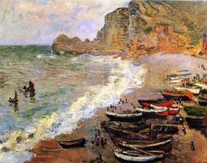Beach at Etretat painting by Claude Monet