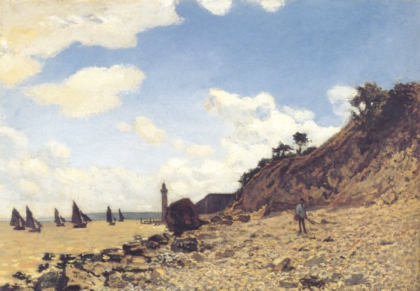 Main Product Photo of Beach at Honlfeux Painting by Claude Monet