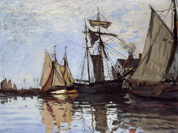 Main Product Photo of Boats in the Port of Honfleur Painting by Claude Monet