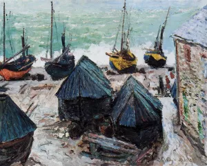 Boats on the Beach at Etretat by Claude Monet - Oil Painting Reproduction