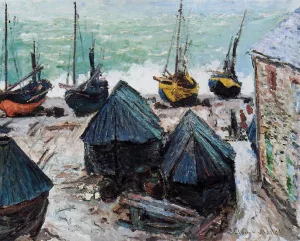 Boats on the Beach at Etretat by Claude Monet Oil Painting