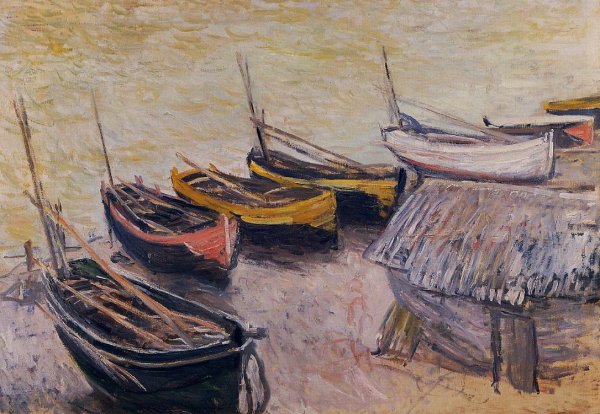 Boats on the Beach by Claude Monet - Hand-Painted Oil Painting Reproduction