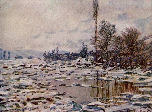 Breakup of the Ice, Lavacourt by Claude Monet - Hand-Painted Oil Painting Reproduction