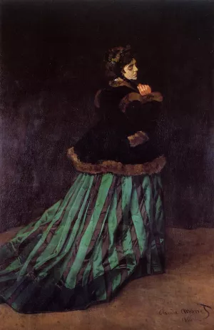 Camille also known as The Woman in a Green Dress by Claude Monet - Oil Painting Reproduction