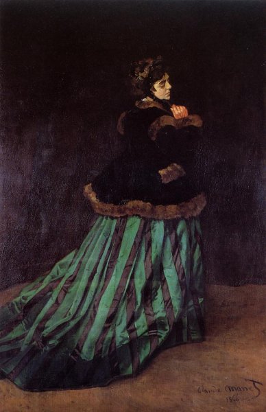 Camille also known as The Woman in a Green Dress by Claude Monet - Hand-Painted Oil Painting Reproduction