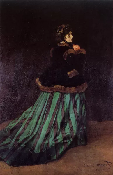 the woman in the green dress painting Emerald Grace: | Vertical Canvas Woman in a Green Dress