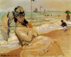 Camille on the Beach at Trouville painting by Claude Monet