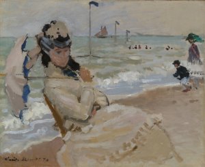 Camille on the Beach in Trouville by Claude Monet Oil Painting