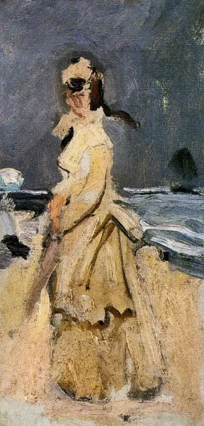 Camille on the Beach by Claude Monet - Oil Painting Reproduction