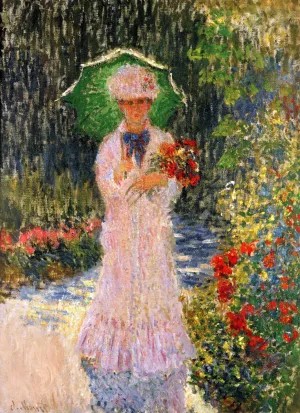Camille with a Green Umbrella painting by Claude Monet