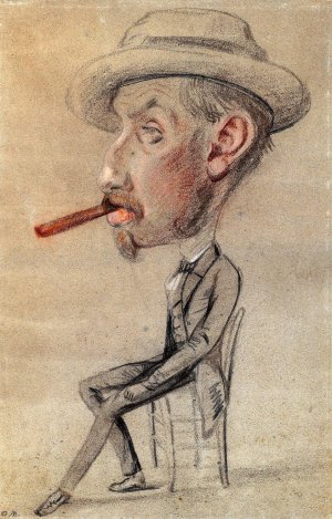 Caricature of a Man with a Big Cigar by Claude Monet Oil Painting