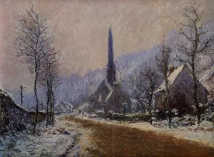 Church at Jeufosse, Snowy Weather by Claude Monet - Oil Painting Reproduction