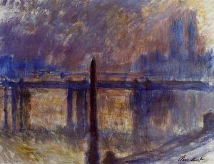 Cleopatra's Needle and Charing Cross Bridge Oil painting by Claude Monet