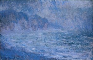 Cliffs at Pourville, Rain Oil painting by Claude Monet