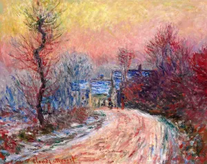 Coming into Giverny in Winter, Sunset by Claude Monet - Oil Painting Reproduction