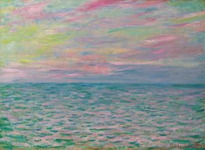 Coucher De Soleil a Pourville, Pleine Mer by Claude Monet Oil Painting