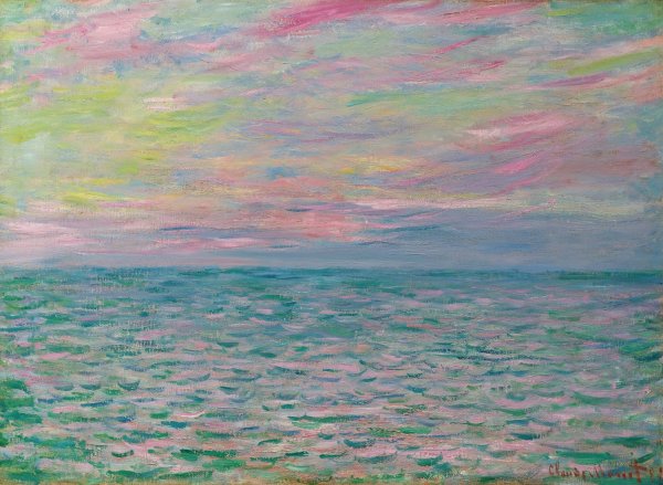 Coucher De Soleil a Pourville, Pleine Mer  by Claude Monet - Hand-Painted Oil Painting Reproduction