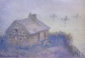 Customs House at Varengeville in the Fog also known as Blue Effect by Claude Monet - Oil Painting Reproduction