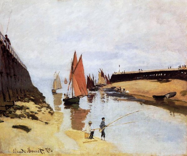 Main Product Photo of Entrance to the Port of Trouville Painting by Claude Monet
