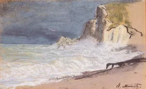 Etretat - Amont Cliff, Rough Weather by Claude Monet - Oil Painting Reproduction