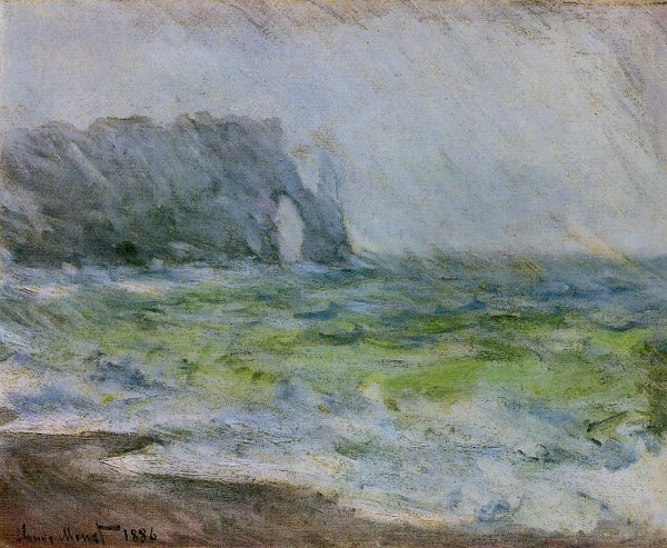 Etretat in the Rain by Claude Monet - Hand-Painted Oil Painting Reproduction