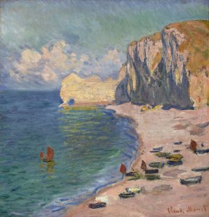 Etretat, The Beach and the Falaise d'Amont by Claude Monet Oil Painting