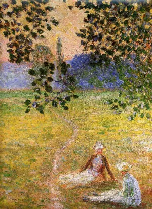 Evening in the Meadow at Giverny Detail by Claude Monet Oil Painting
