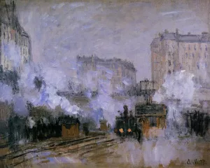Exterior of the Saint-Lazare Station, Arrival of a Train painting by Claude Monet