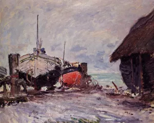 Fishing Boats at Etretat painting by Claude Monet