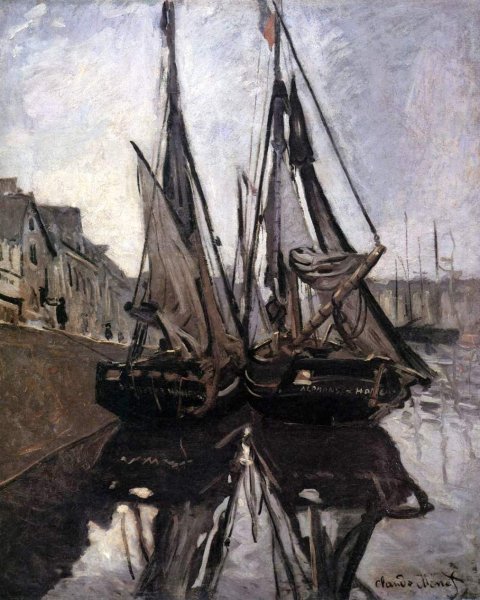 Fishing Boats in Honfleur by Claude Monet - Hand-Painted Oil Painting Reproduction