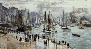 Fishing Boats Leaving the Port of Le Havre Oil painting by Claude Monet