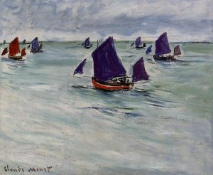Fishing Boats off Pourville by Claude Monet Oil Painting