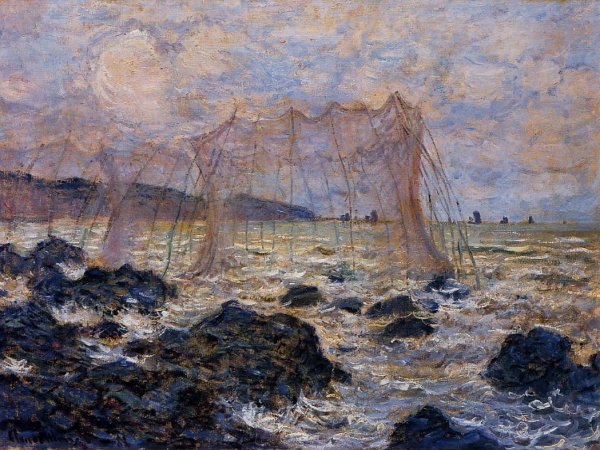 Fishing Nets at Pourville by Claude Monet - Hand-Painted Oil Painting Reproduction