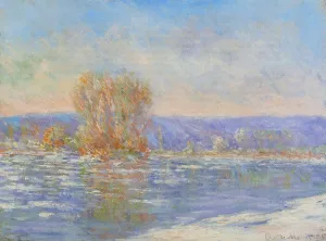 Floating Ice Near Bennecourt by Claude Monet Oil Painting