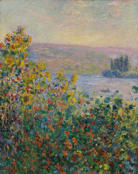 Main Product Photo of Flower Beds at Vetheuil  Painting by Claude Monet