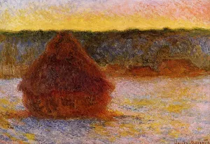 Grainstack at Sunset, Winter by Claude Monet - Oil Painting Reproduction