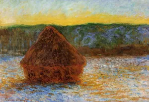 Grainstack, Thaw, Sunset painting by Claude Monet