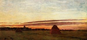 Grainstacks at Chailly at Sunrise Oil painting by Claude Monet