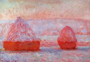 Grainstacks at Giverny, Morning Effect by Claude Monet Oil Painting